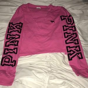 Pink crop top long sleeve
